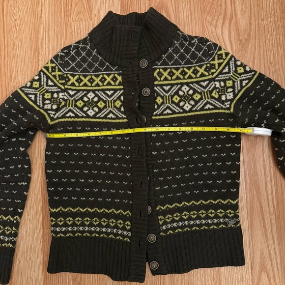 CARVE DESIGNS Merino Wool Button Down Fair Isles Print Cardigan Sweater Size S - Picture 9 of 10